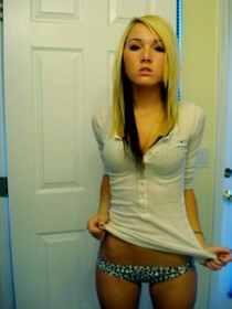 Cute blonde wife showing
